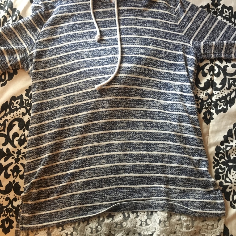 Hooded tee with lace detailing!